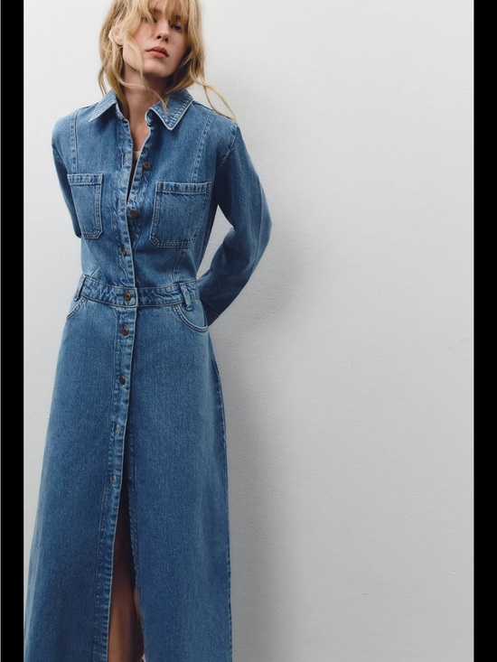 Zara Dresses & Skirts - Classic Denim Button-Front Maxi Dress